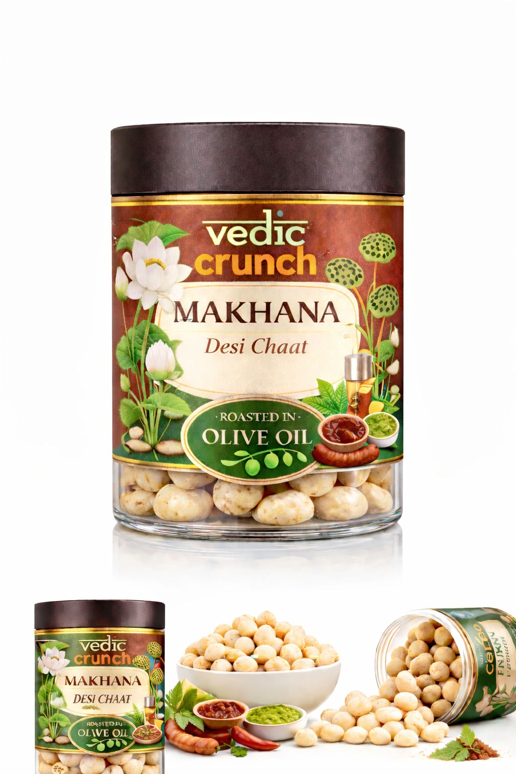 Vedic Crunch Premium Makhana – Desi Chaat | Roasted in Olive Oil – 70g