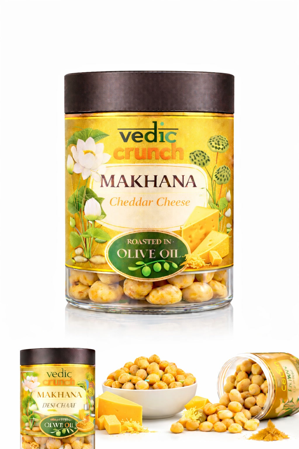 Vedic Crunch Premium Makhana – Cheddar Cheese | Roasted in Olive Oil – 20g