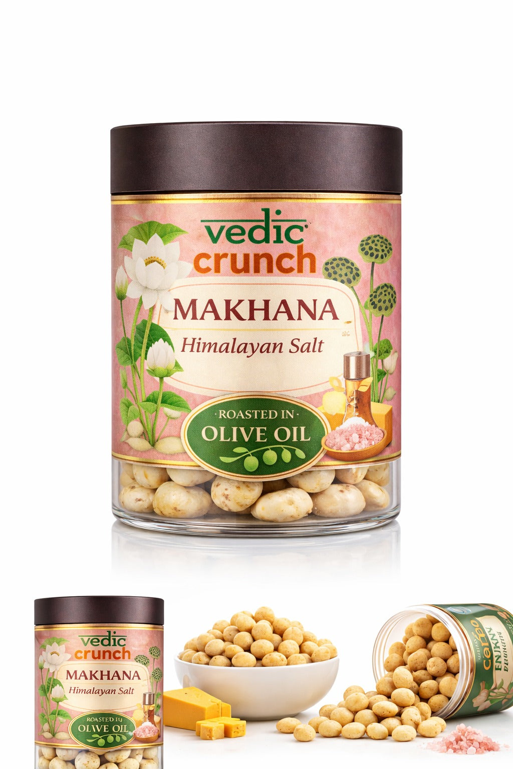 Vedic Crunch Premium Makhana – Himalayan Salt | Roasted in Olive Oil – 20g