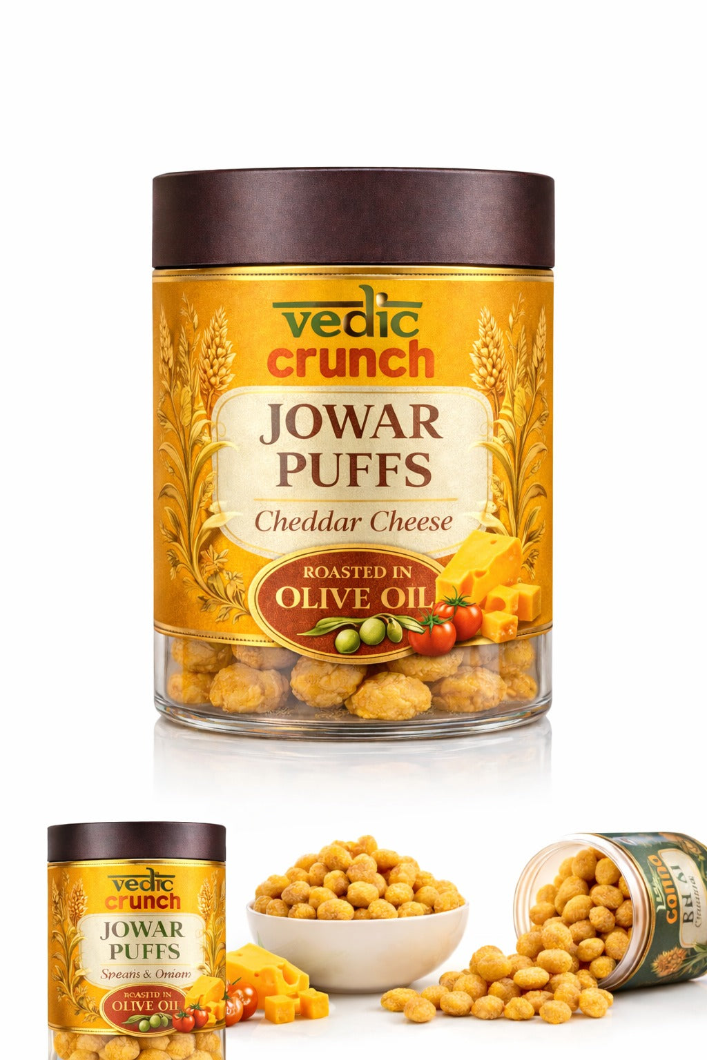 Jowar Puffs – Cheddar Cheese | Olive Oil Roasted Millet Snack – 20g